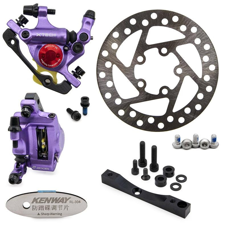 Scooter brake set (Xtech, semi hydraulic, purple) - ROLLER-A