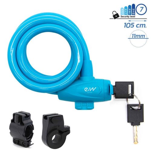 Scooter cable lock (blue, with mounting adapters)