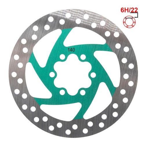 Scooter brake disc (140 mm, 6-bolt, 22 mm, green)