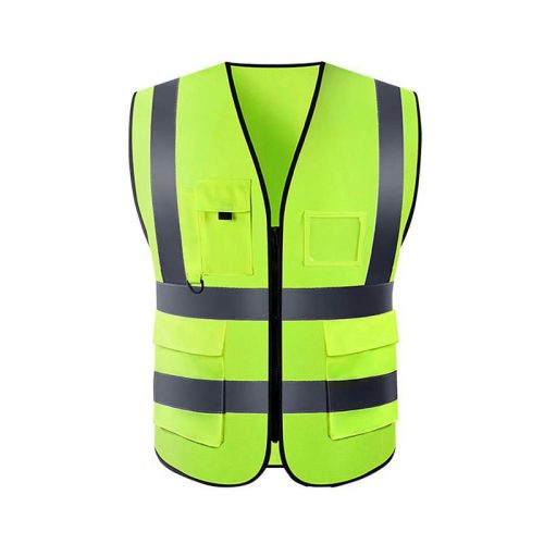 Zippered reflective visibility vest (neon, with pockets)