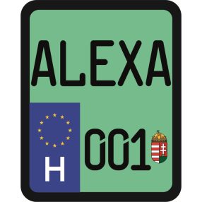 Rendszám matrica rollerre (ALEXA-001)